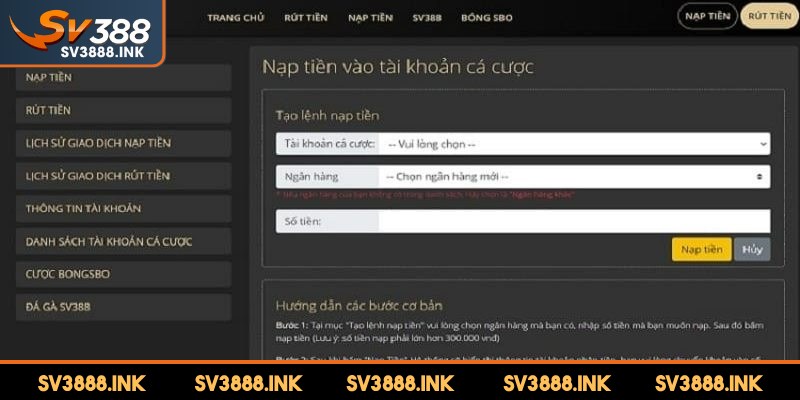 Đáp ứng các điều kiện cần thiết trước khi thực hiện thao tác nạp tiền